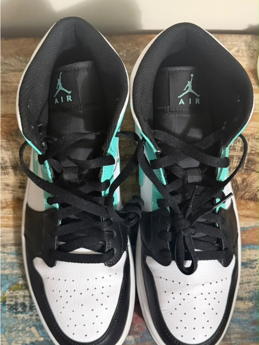 Jordan Men's High-Top Sneakers in White, Black & Teal